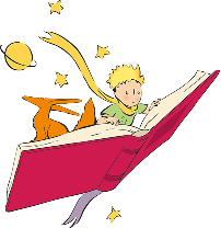 Le Petit Prince et Renard volent sur un livre ouvert - SD